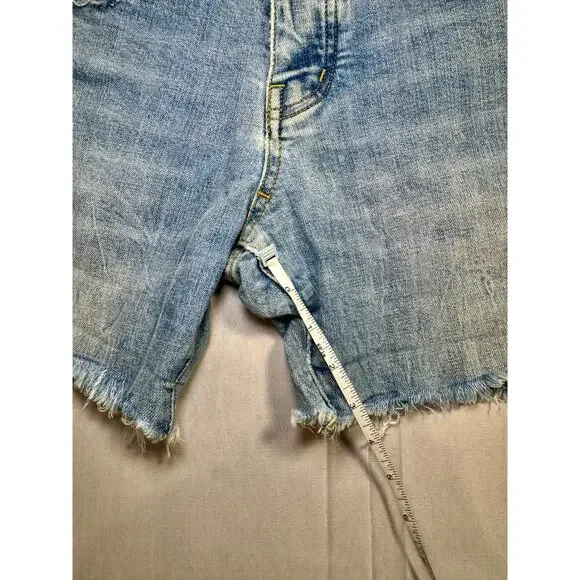 Purple Distressed Denim Shorts Light Wash Women's 29 Button Fly Y2K Streetwear - Picture 5 of 15